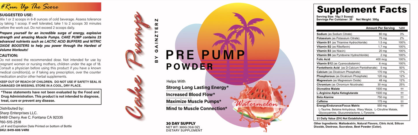CAKE PUMP - PRE PUMP POWDER ENERGY
