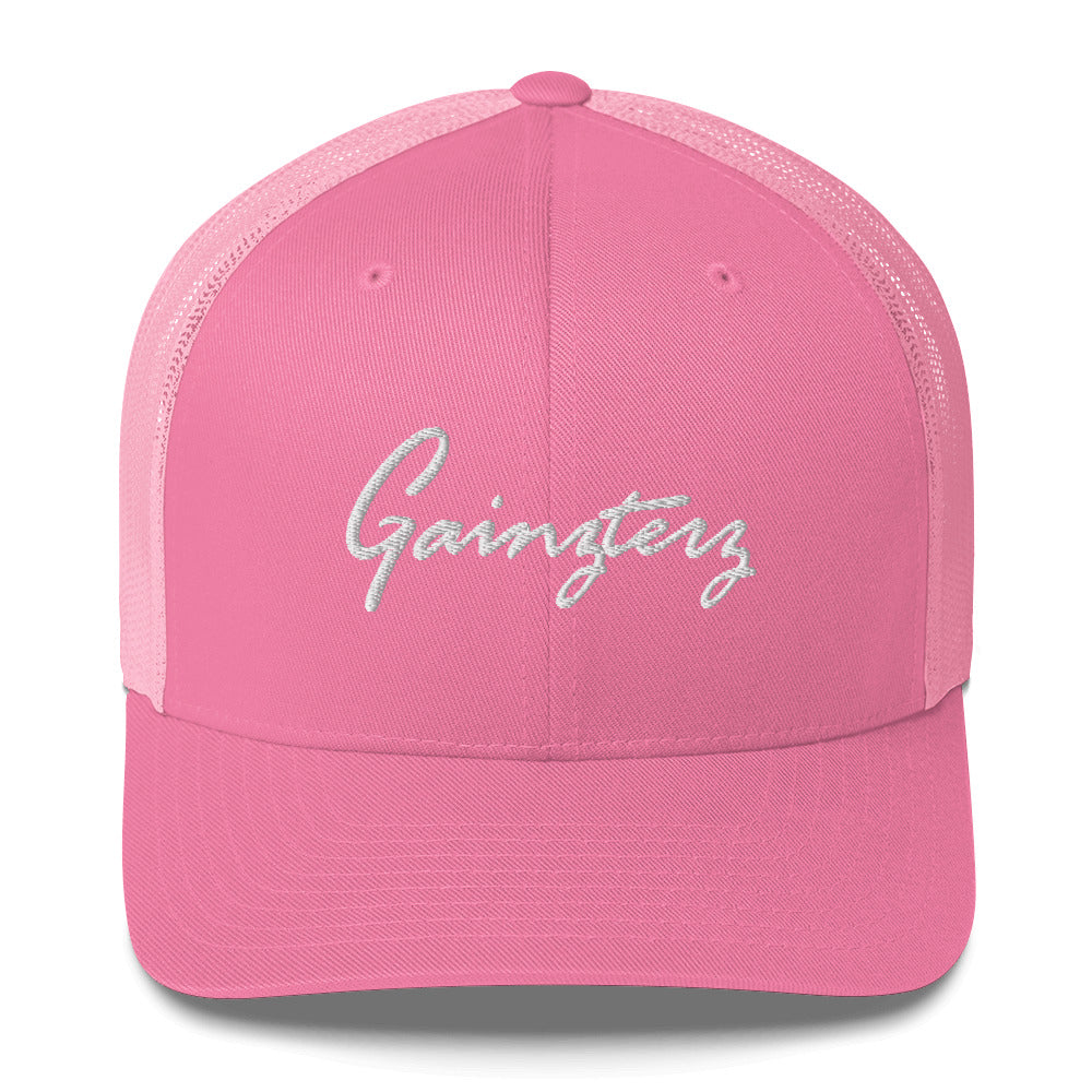 GAINZTERZ WHITE LOGO Trucker Cap
