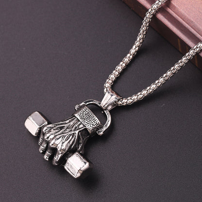 Gym dumbbell necklace