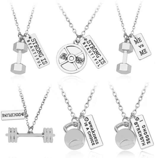 Fitness exercise weightlifting dumbbell necklace